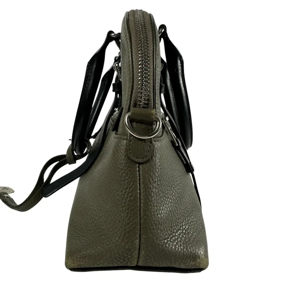 RUDSAK Genuine Leather‎ Pebbled Moss Green Black Top Handle Satchel Shoulder Bag
